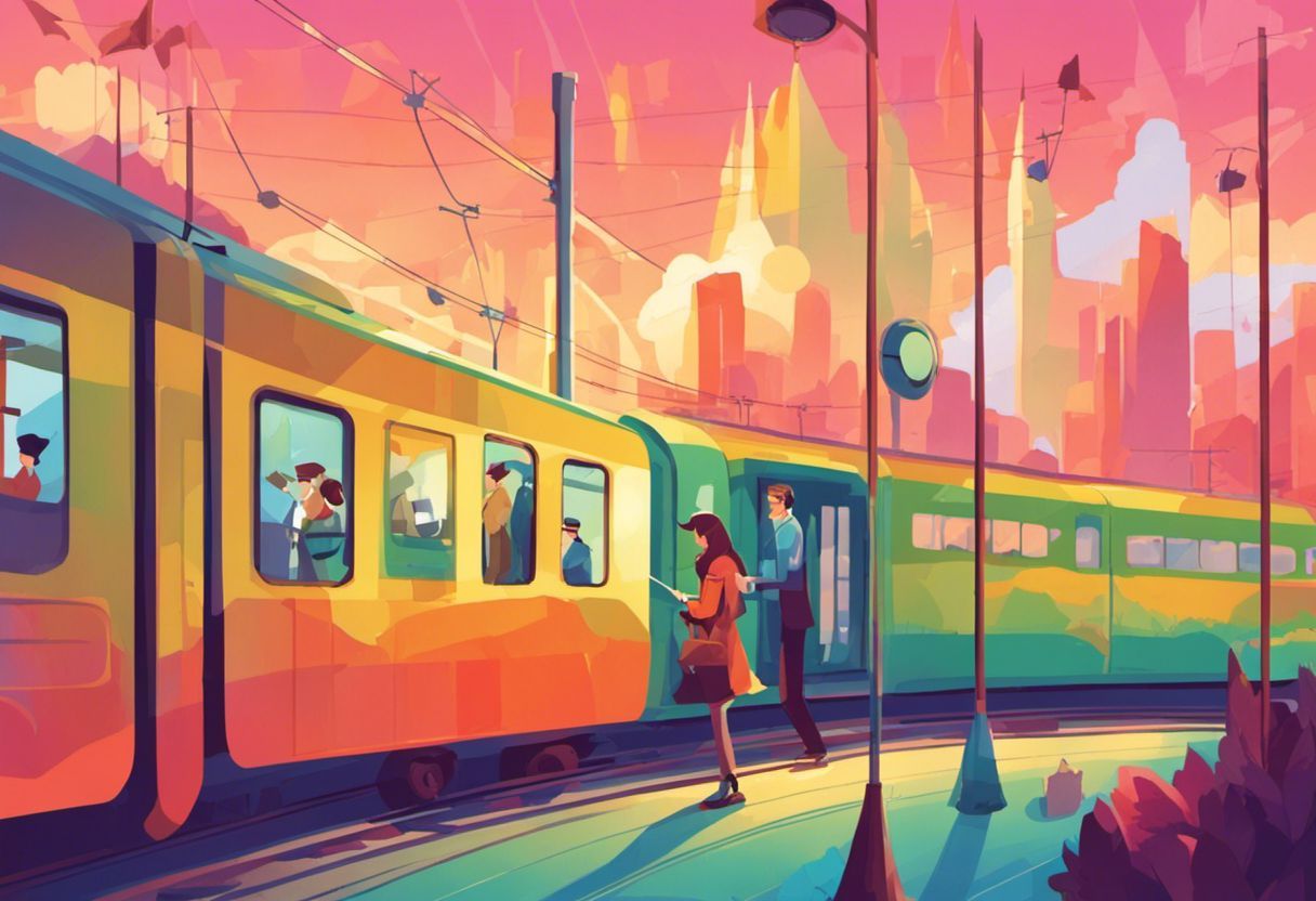 Illustration fantaisiste d'une personne réclamant un remboursement de billet de train