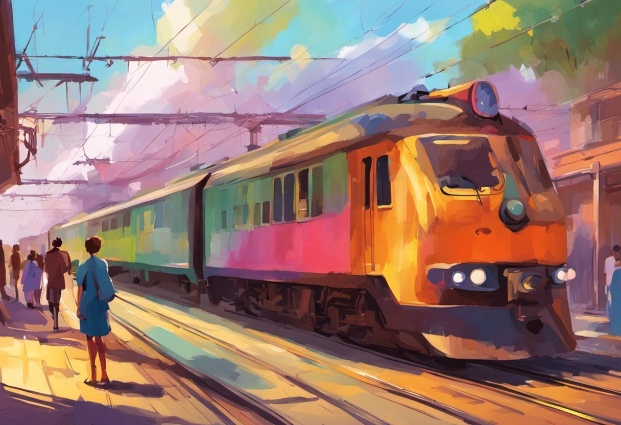 Peinture numérique animée d'un quai de gare.