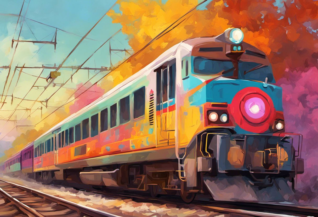 Peinture numérique d'un train avec des motifs de remboursement