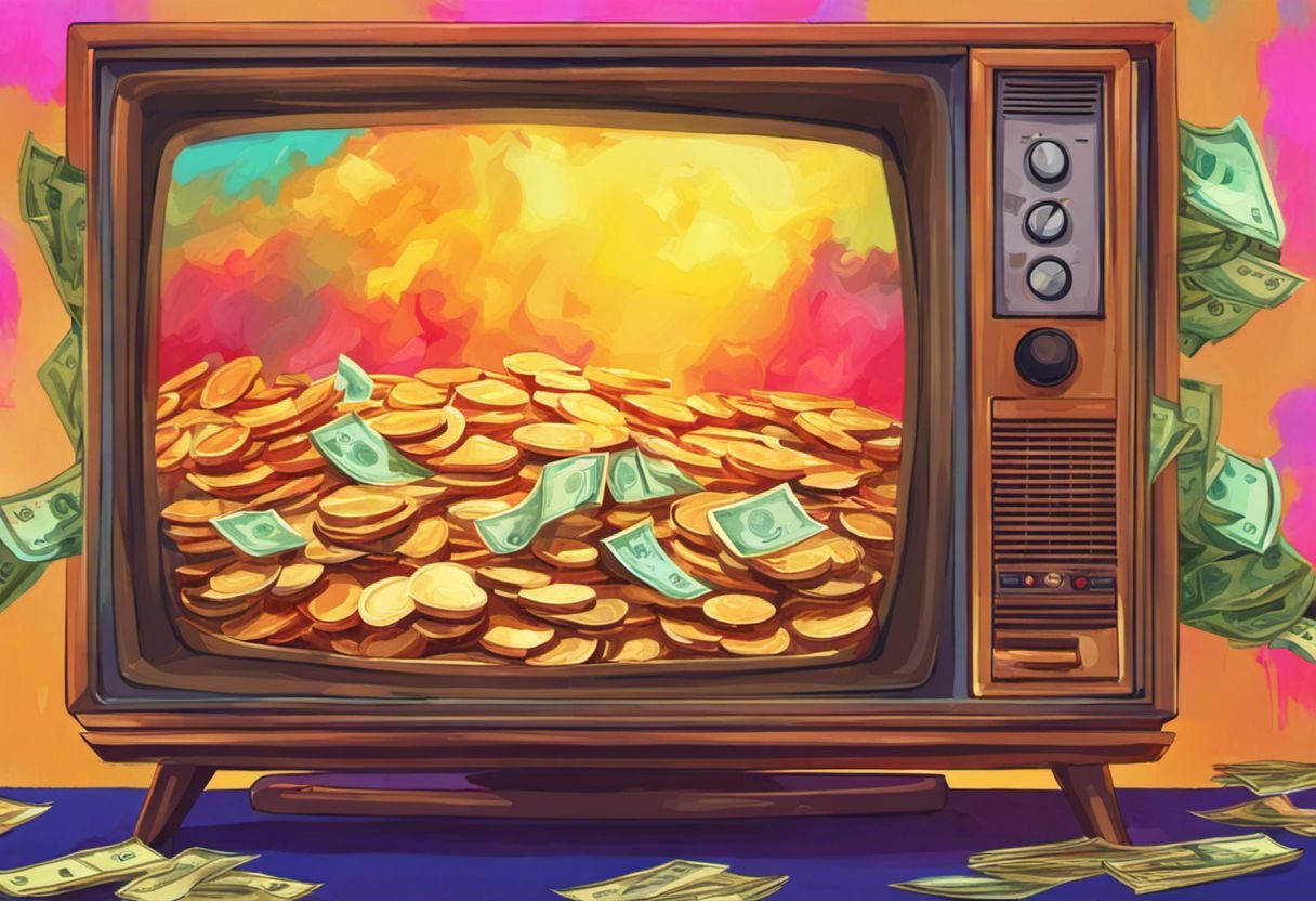 Appareil TV numérique rempli d'argent coloré